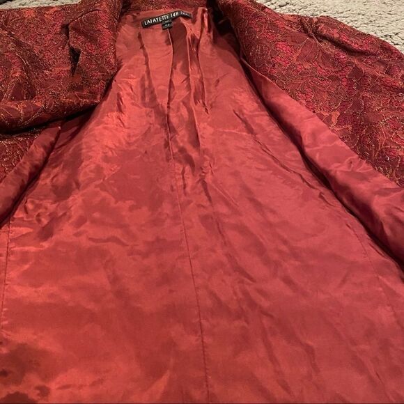 Lafayette 148 100% Silk Blazer W/ Lace Overlay Size 10 Woman’s Evening Wear - Picture 9 of 13